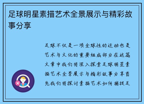 足球明星素描艺术全景展示与精彩故事分享
